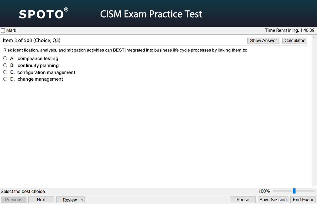 Reliable CISM Test Review